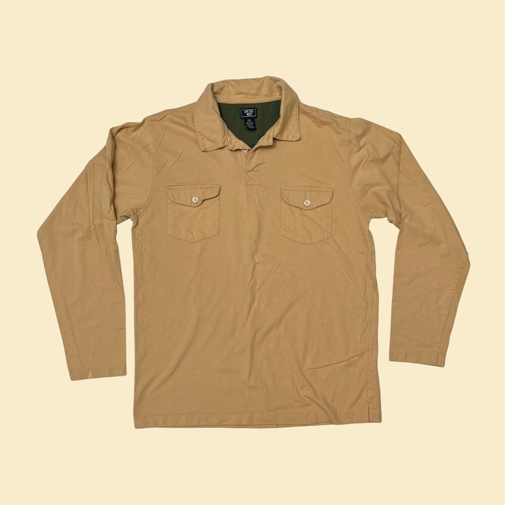 Vintage yellow long sleeve polo shirt by Junction West, 90s / Y2K XL shirt